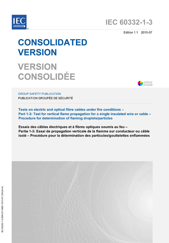 Cover IEC 60332-1-3:2004+AMD1:2015 CSV (Consolidated Version)